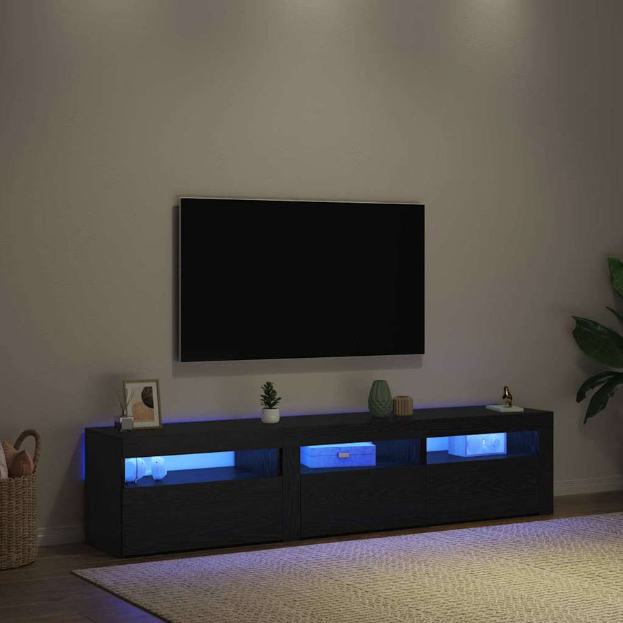 TV-kast 2 pcs Zwart Eiken 180 x 35 x 40 cm Bewerkt hout