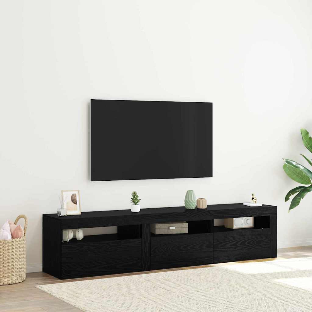 TV-kast 2 pcs Zwart Eiken 180 x 35 x 40 cm Bewerkt hout