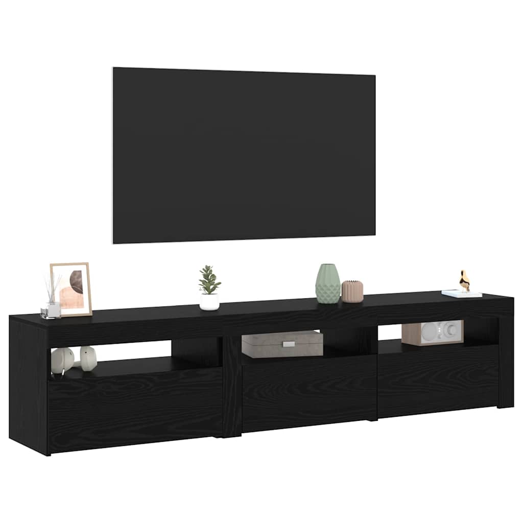 TV-kast 2 pcs Zwart Eiken 180 x 35 x 40 cm Bewerkt hout