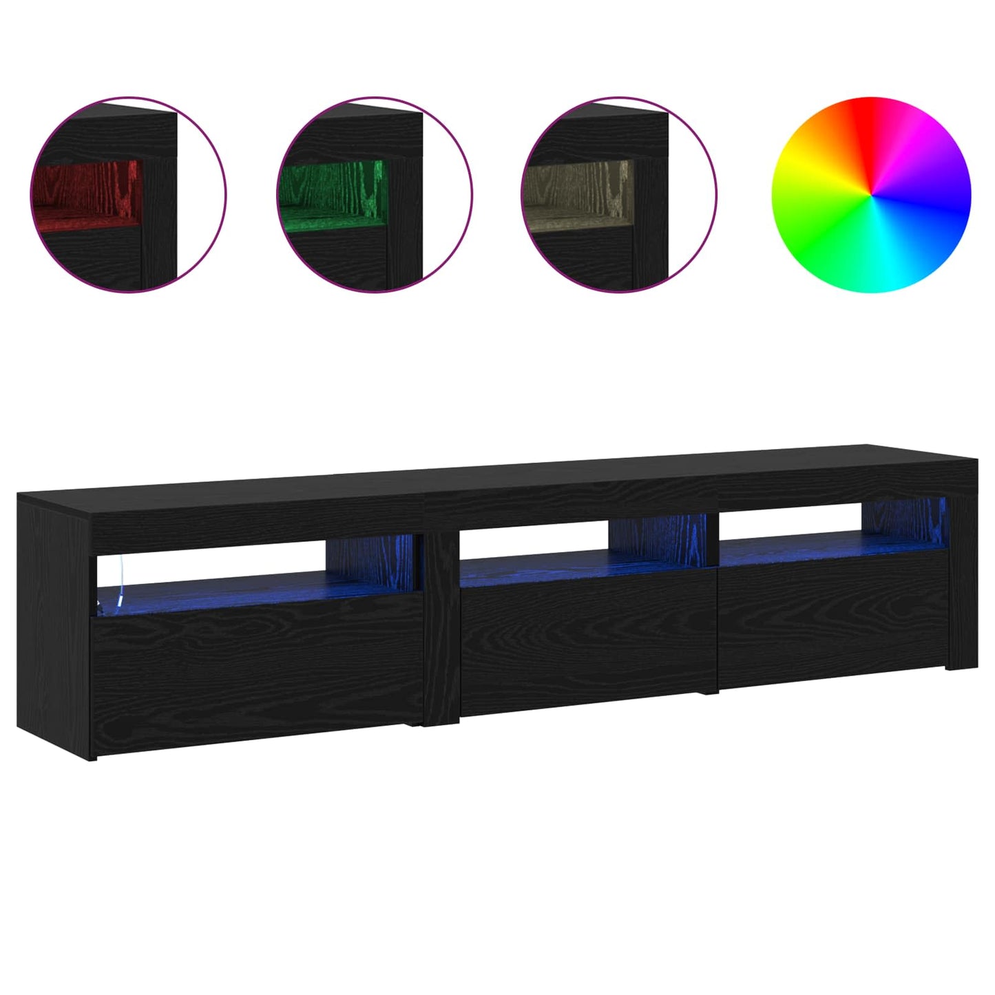 TV-kast 2 pcs Zwart Eiken 180 x 35 x 40 cm Bewerkt hout