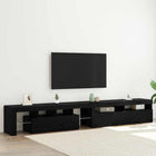 Tv-meubel set 2 stuks 260 cm zwart eiken bewerkt hout