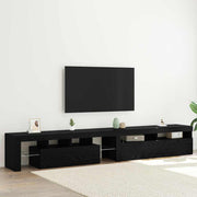Tv-meubel set 2 stuks 260 cm zwart eiken bewerkt hout