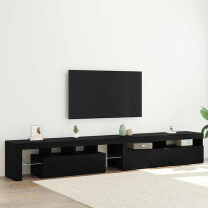 Tv-Meubels 2 St Met Led's Bewerkt Hout Kleurig 260 cm Zwart eiken