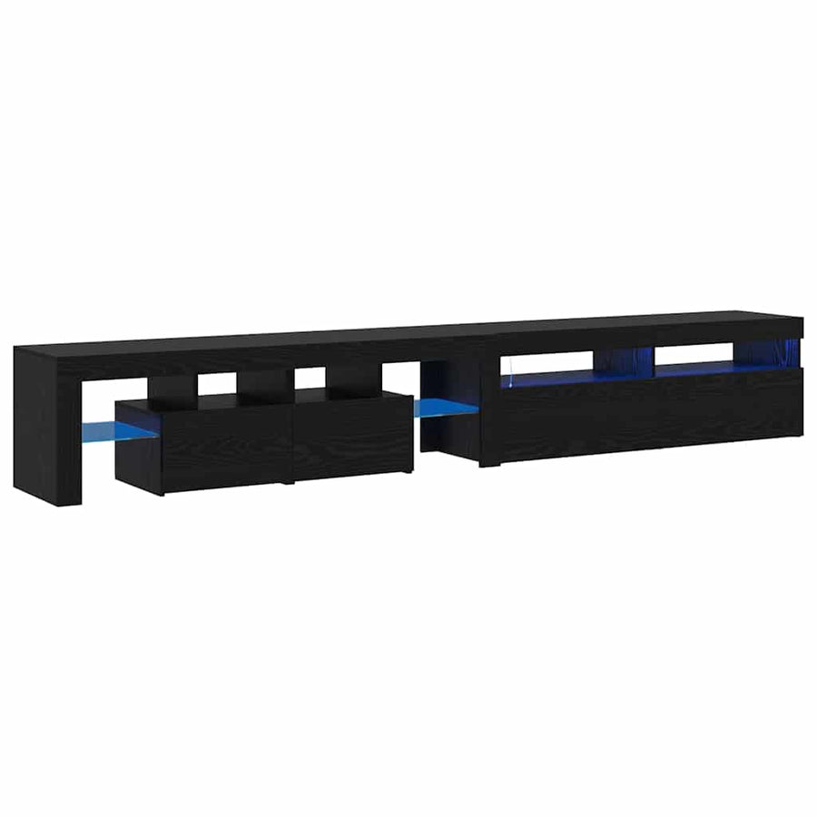 Tv-Meubels 2 St Met Led's Bewerkt Hout Kleurig 260 cm Zwart eiken