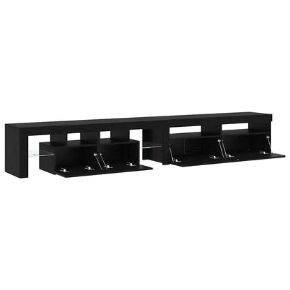 Tv-Meubels 2 St Met Led's Bewerkt Hout Kleurig 260 cm Zwart eiken