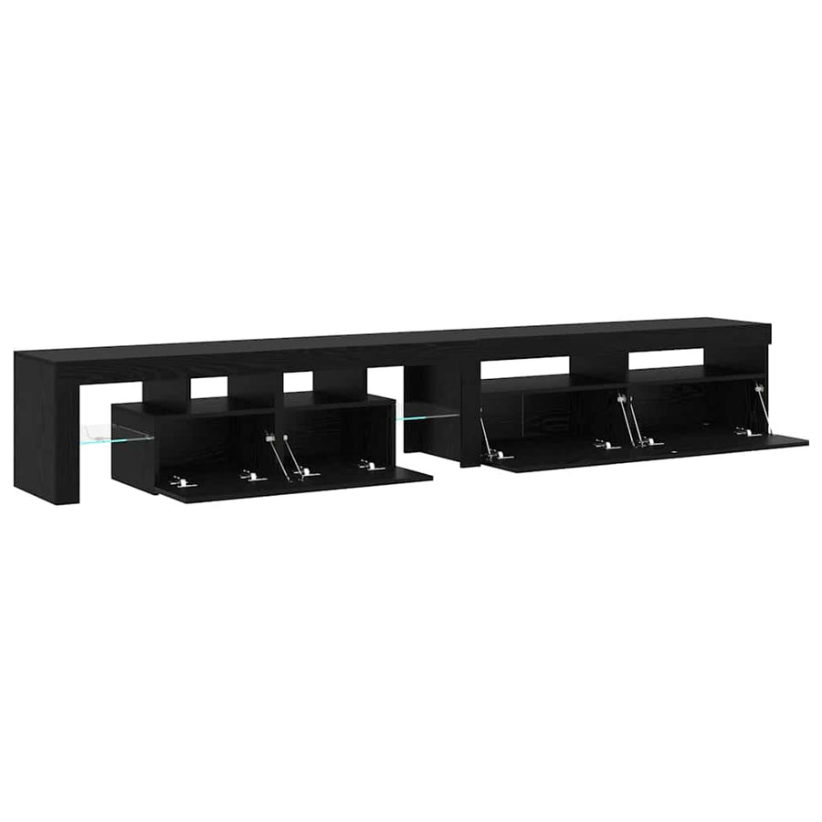 Tv-Meubels 2 St Met Led's Bewerkt Hout Kleurig 260 cm Zwart eiken
