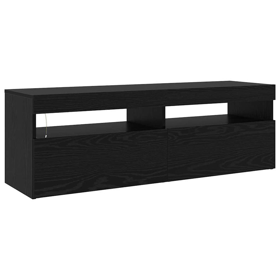 Tv-Meubels 2 St Met Led's Bewerkt Hout Kleurig 260 cm Zwart eiken