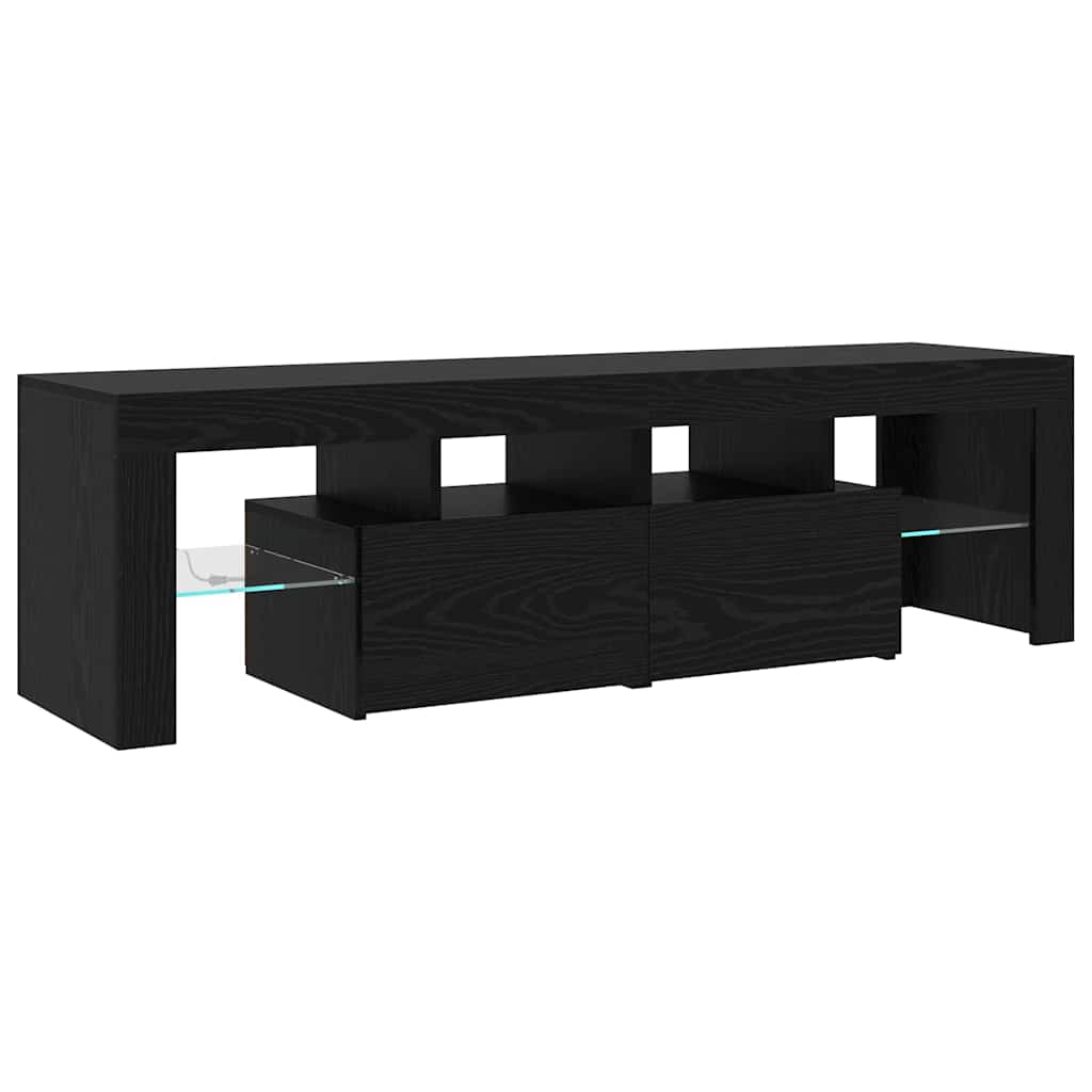 Tv-Meubels 2 St Met Led's Bewerkt Hout Kleurig 260 cm Zwart eiken