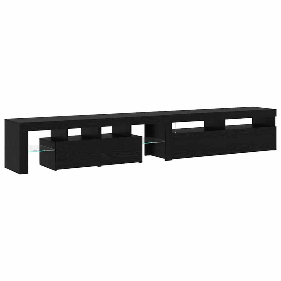 Tv-Meubels 2 St Met Led's Bewerkt Hout Kleurig 260 cm Zwart eiken