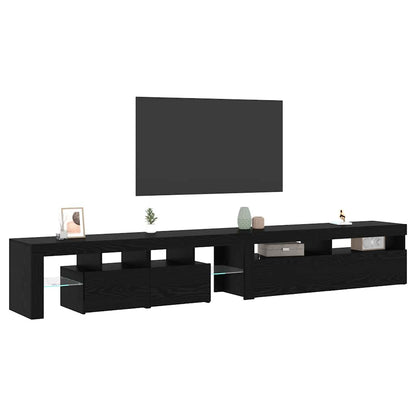 Tv-Meubels 2 St Met Led's Bewerkt Hout Kleurig 260 cm Zwart eiken