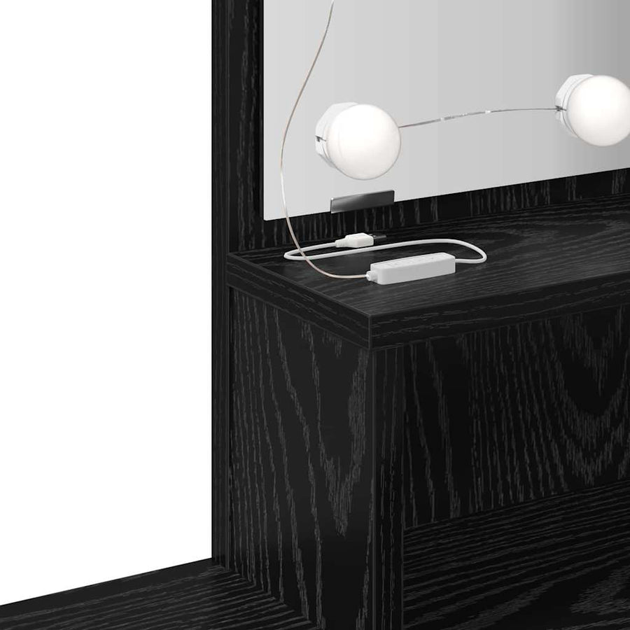 LED Make-up Tafel Set met lade 2 pcs Zwart Eiken Bewerkt hout