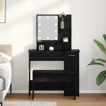 LED Make-up Tafel Set met lade 2 pcs Zwart Eiken Bewerkt hout