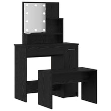 LED Make-up Tafel Set met lade 2 pcs Zwart Eiken Bewerkt hout