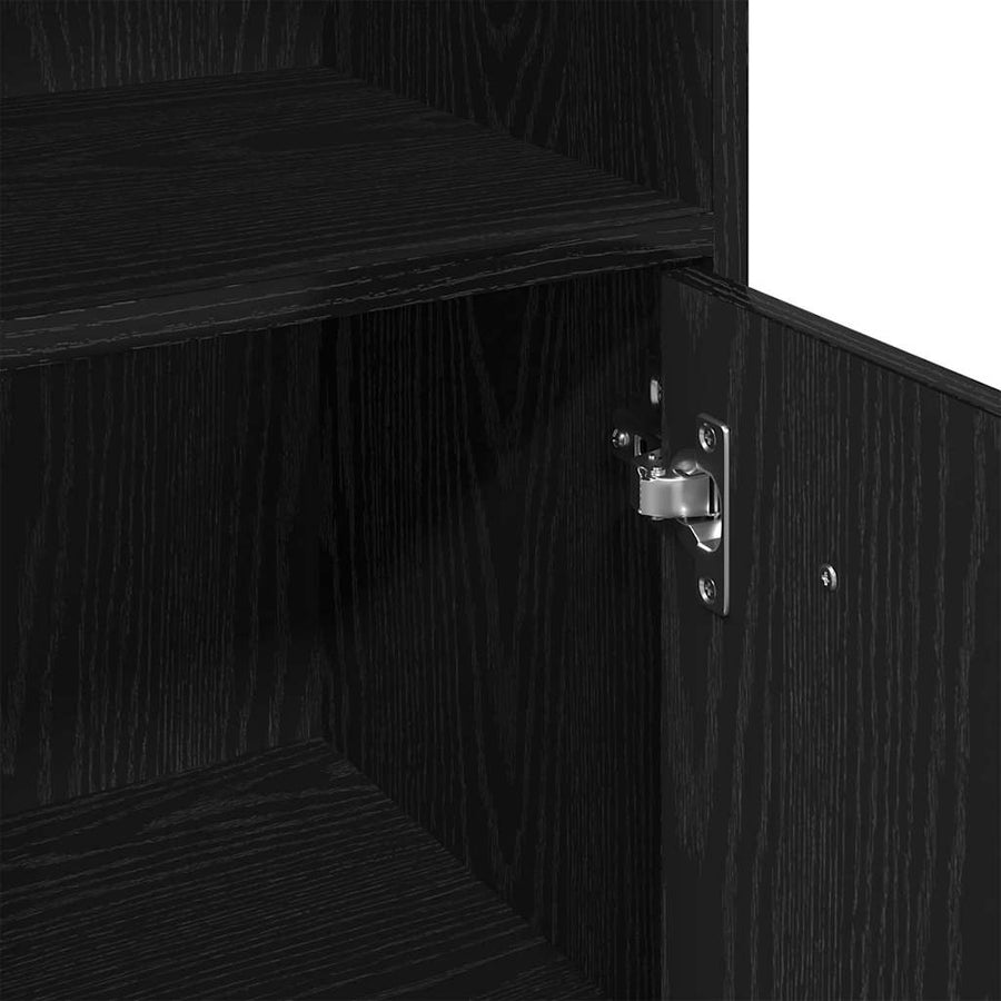 Badkamermeubelset Met Plank 3 Pcs Bewerkt Hout Zwart eiken