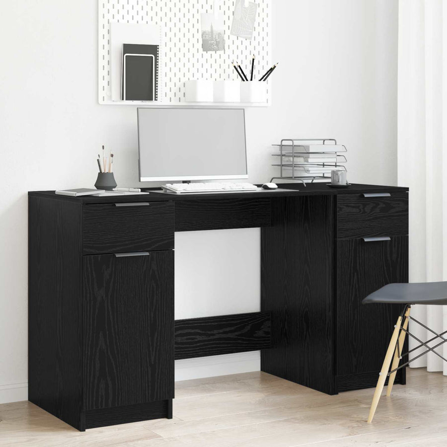 Bureau met lade Zwart Eiken 133 x 50 x 75 cm Bewerkt hout