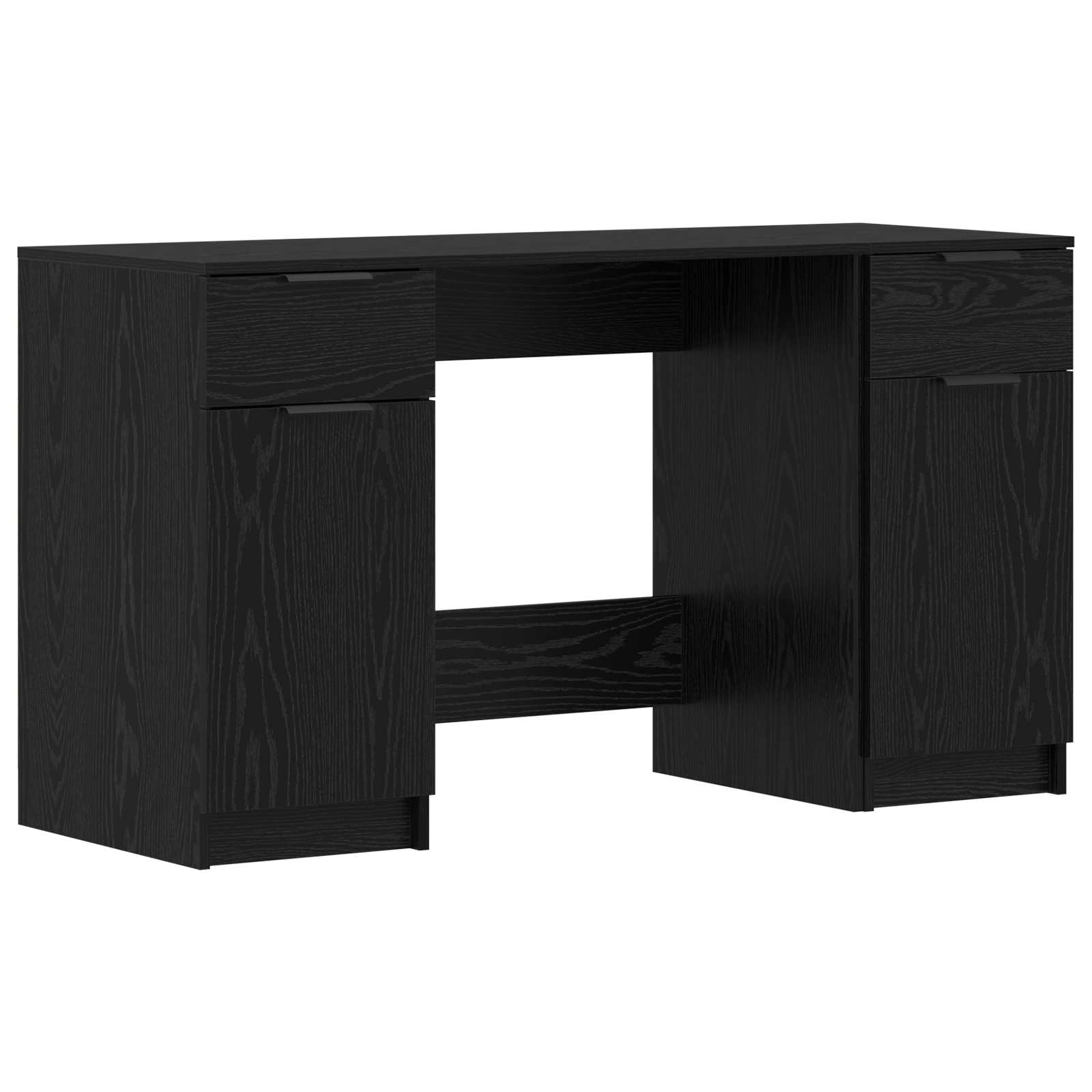 Bureau met lade Zwart Eiken 133 x 50 x 75 cm Bewerkt hout