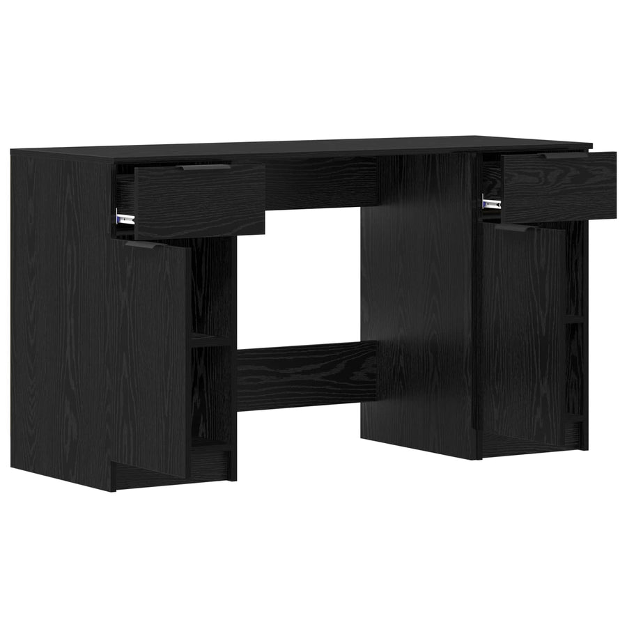 Bureau met lade Zwart Eiken 133 x 50 x 75 cm Bewerkt hout