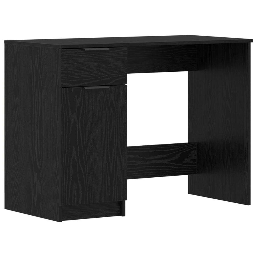 Bureau met lade Zwart Eiken 133 x 50 x 75 cm Bewerkt hout