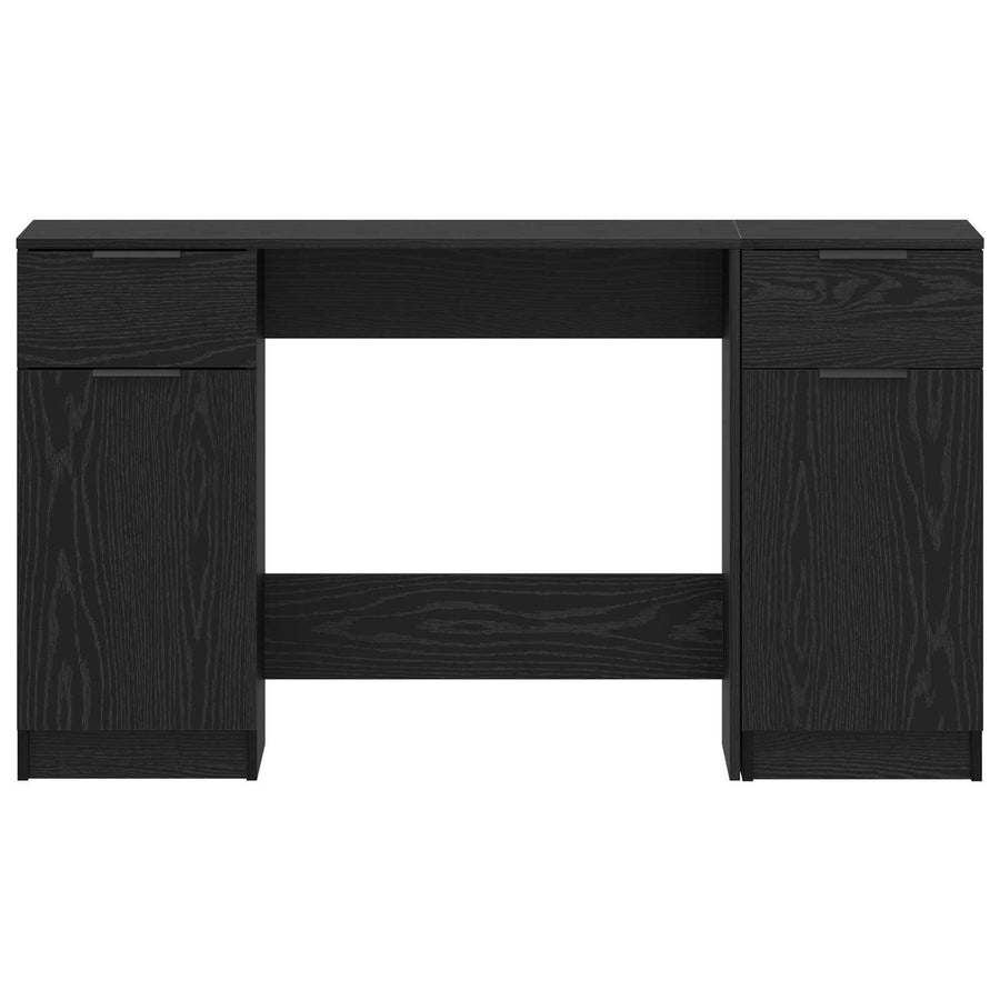 Bureau met lade Zwart Eiken 133 x 50 x 75 cm Bewerkt hout