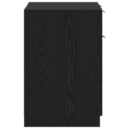 Bureau met lade Zwart Eiken 133 x 50 x 75 cm Bewerkt hout