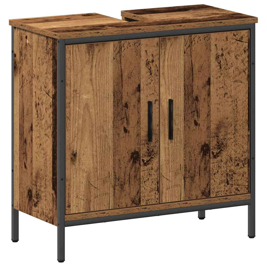 Badkamermeubelset met plank met opslag 2 pcs Bruin Bewerkt hout