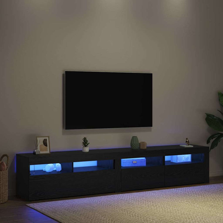 TV-kast 2 pcs Zwart Eiken 210 x 35 x 40 cm Bewerkt hout