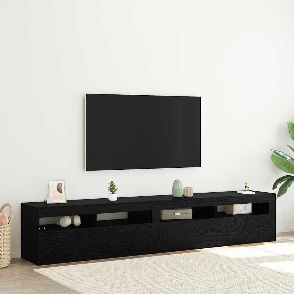 TV-kast 2 pcs Zwart Eiken 210 x 35 x 40 cm Bewerkt hout