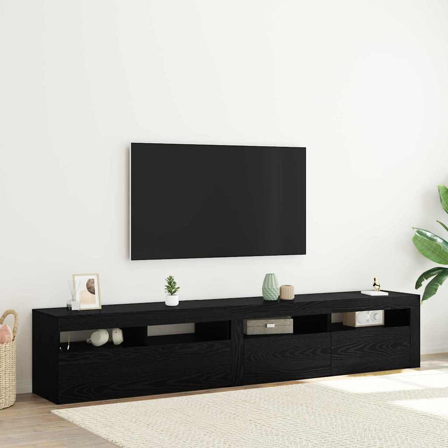 TV-kast 2 pcs Zwart Eiken 210 x 35 x 40 cm Bewerkt hout