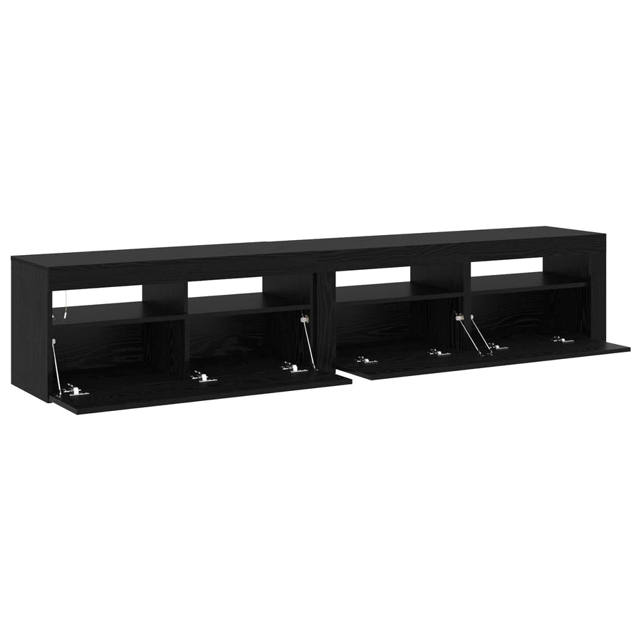 TV-kast 2 pcs Zwart Eiken 210 x 35 x 40 cm Bewerkt hout