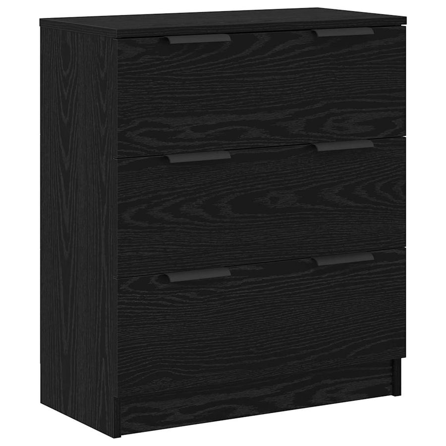 Dressoir 3 pcs Zwart eiken 60 x 30 x 70 cm Bewerkt hout