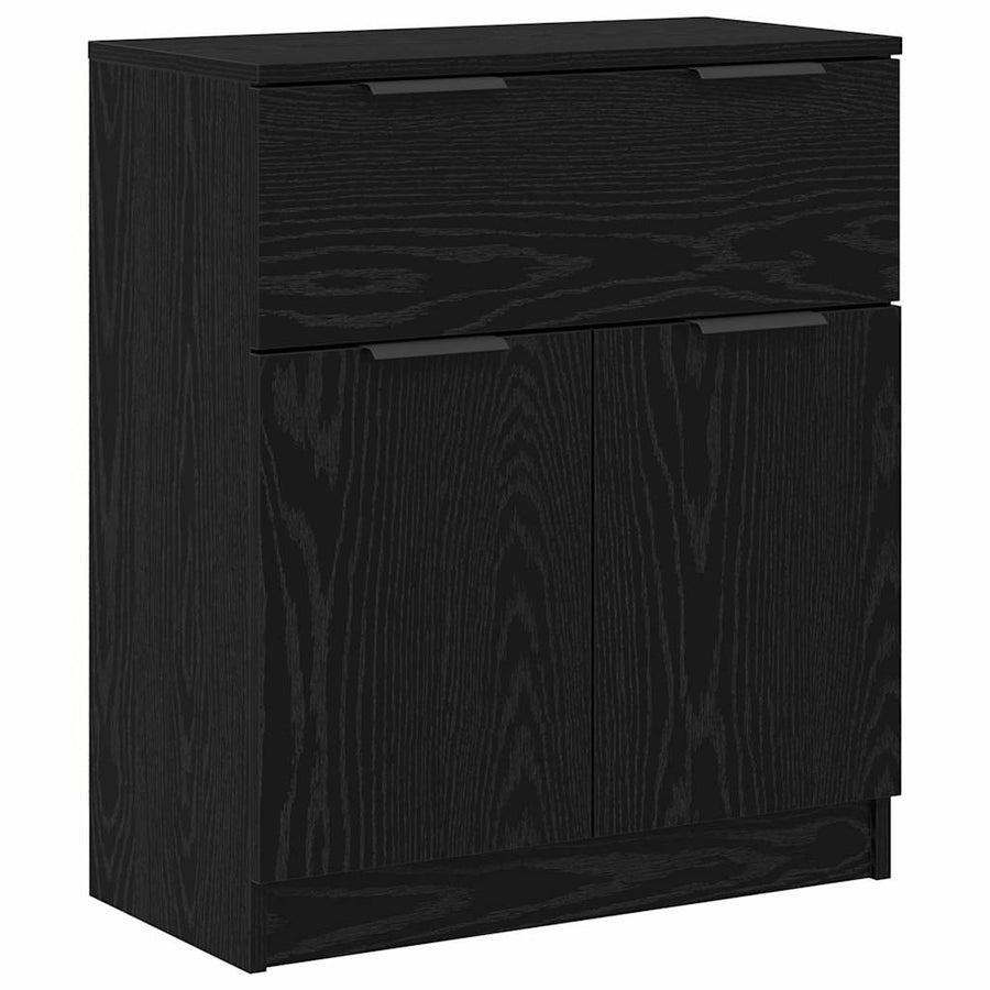 Dressoir 3 pcs Zwart eiken 60 x 30 x 70 cm Bewerkt hout