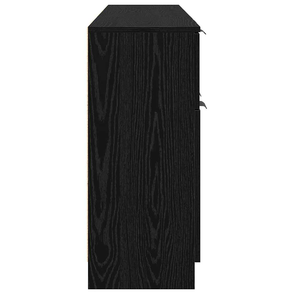 Dressoir 3 pcs Zwart eiken 60 x 30 x 70 cm Bewerkt hout