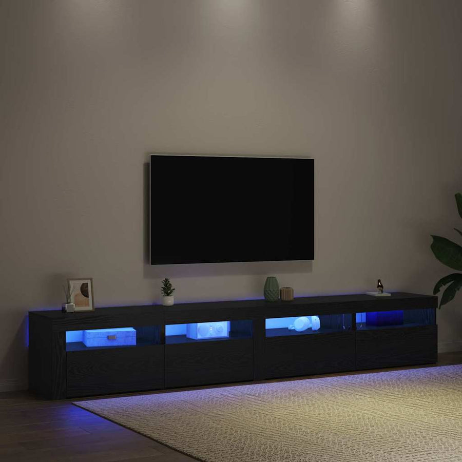 Tv-meubelset 3 pcs Zwart Eiken 240 x 35 x 40 cm Bewerkt hout