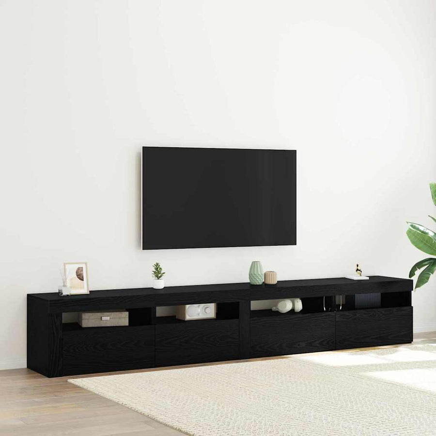 Tv-meubelset 3 pcs Zwart Eiken 240 x 35 x 40 cm Bewerkt hout