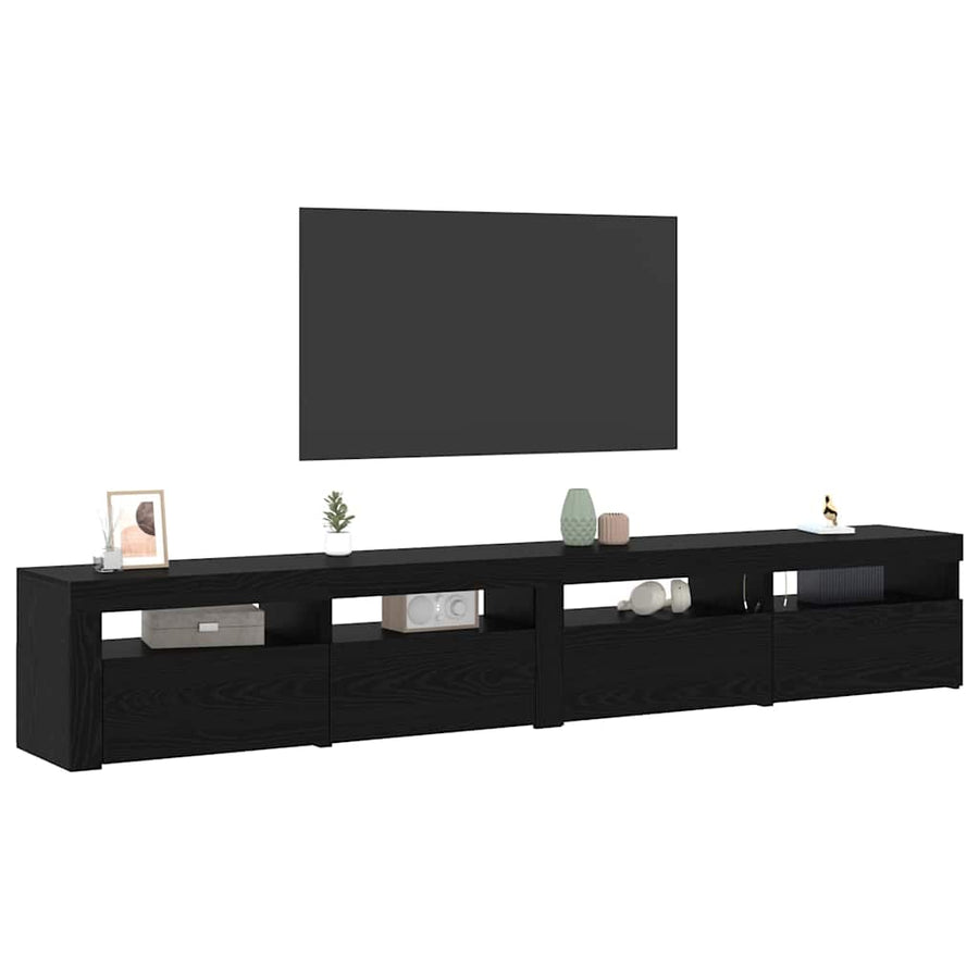 Tv-meubelset 3 pcs Zwart Eiken 240 x 35 x 40 cm Bewerkt hout