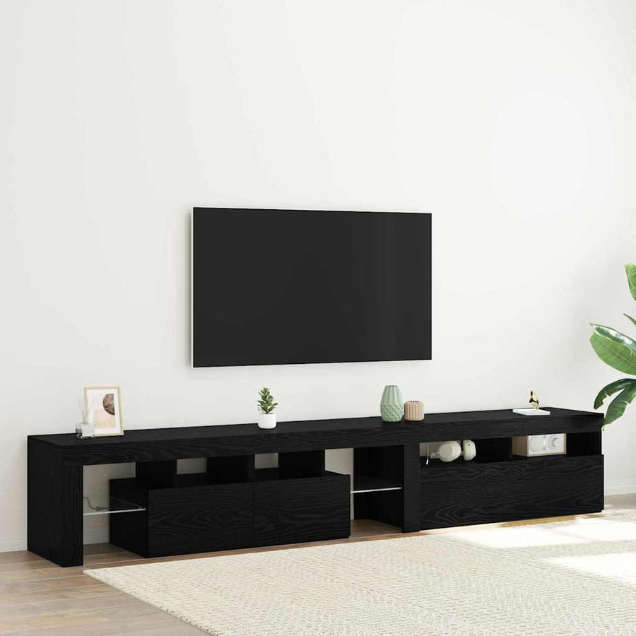 Tv-Meubels 2 St Met Led's Bewerkt Hout Kleurig 230 cm Zwart eiken