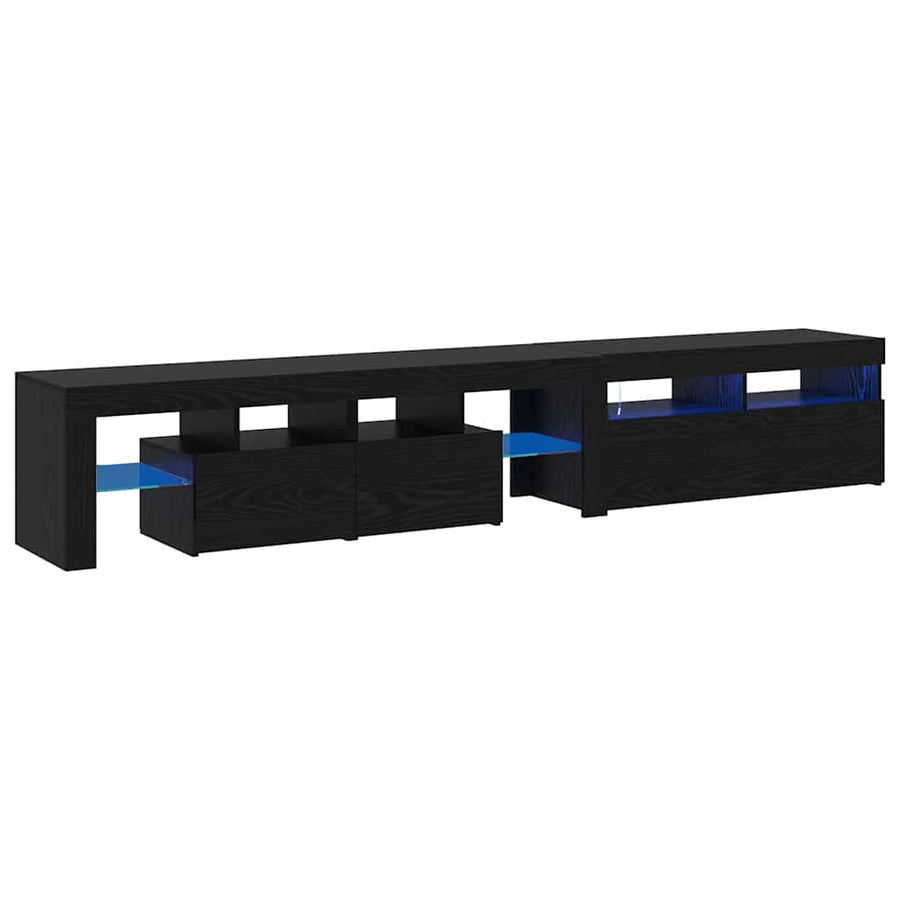 Tv-Meubels 2 St Met Led's Bewerkt Hout Kleurig 230 cm Zwart eiken