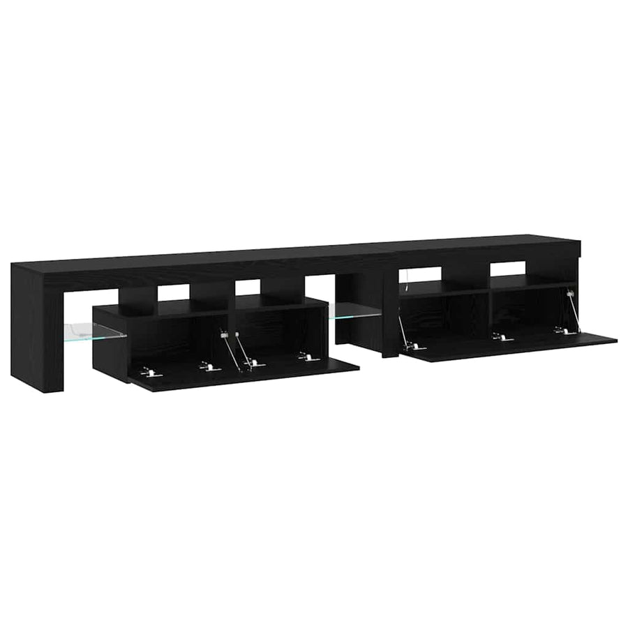 Tv-Meubels 2 St Met Led's Bewerkt Hout Kleurig 230 cm Zwart eiken