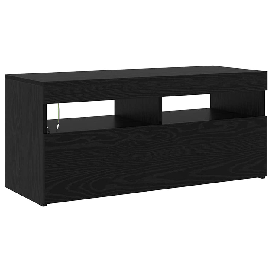 Tv-Meubels 2 St Met Led's Bewerkt Hout Kleurig 230 cm Zwart eiken