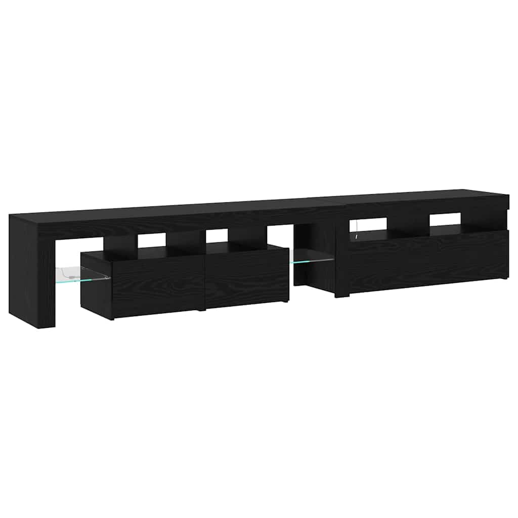 Tv-Meubels 2 St Met Led's Bewerkt Hout Kleurig 230 cm Zwart eiken