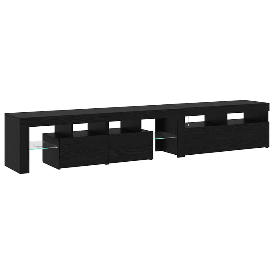 Tv-Meubels 2 St Met Led's Bewerkt Hout Kleurig 230 cm Zwart eiken