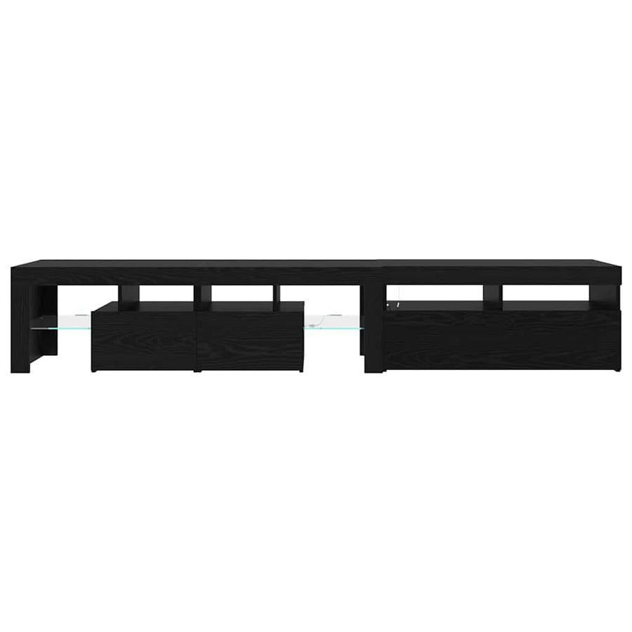 Tv-Meubels 2 St Met Led's Bewerkt Hout Kleurig 230 cm Zwart eiken