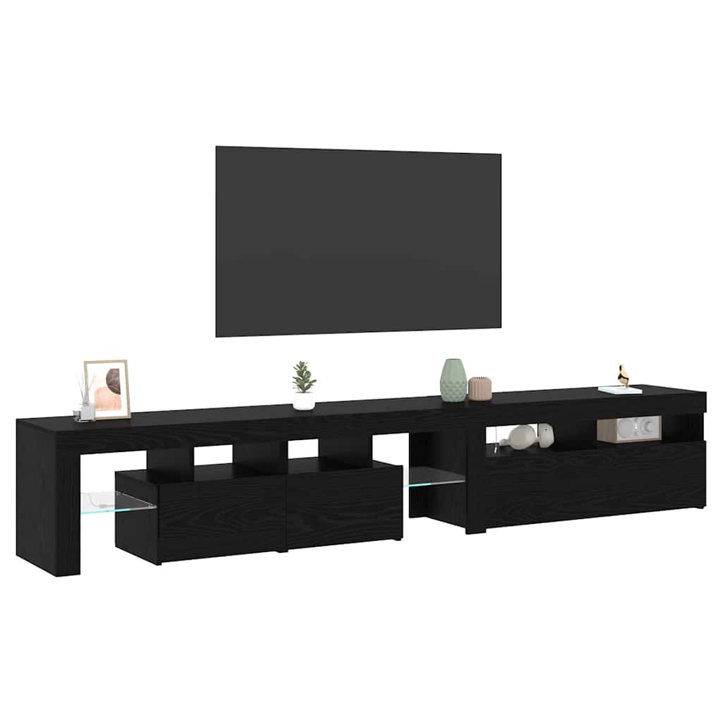 Tv-Meubels 2 St Met Led's Bewerkt Hout Kleurig 230 cm Zwart eiken