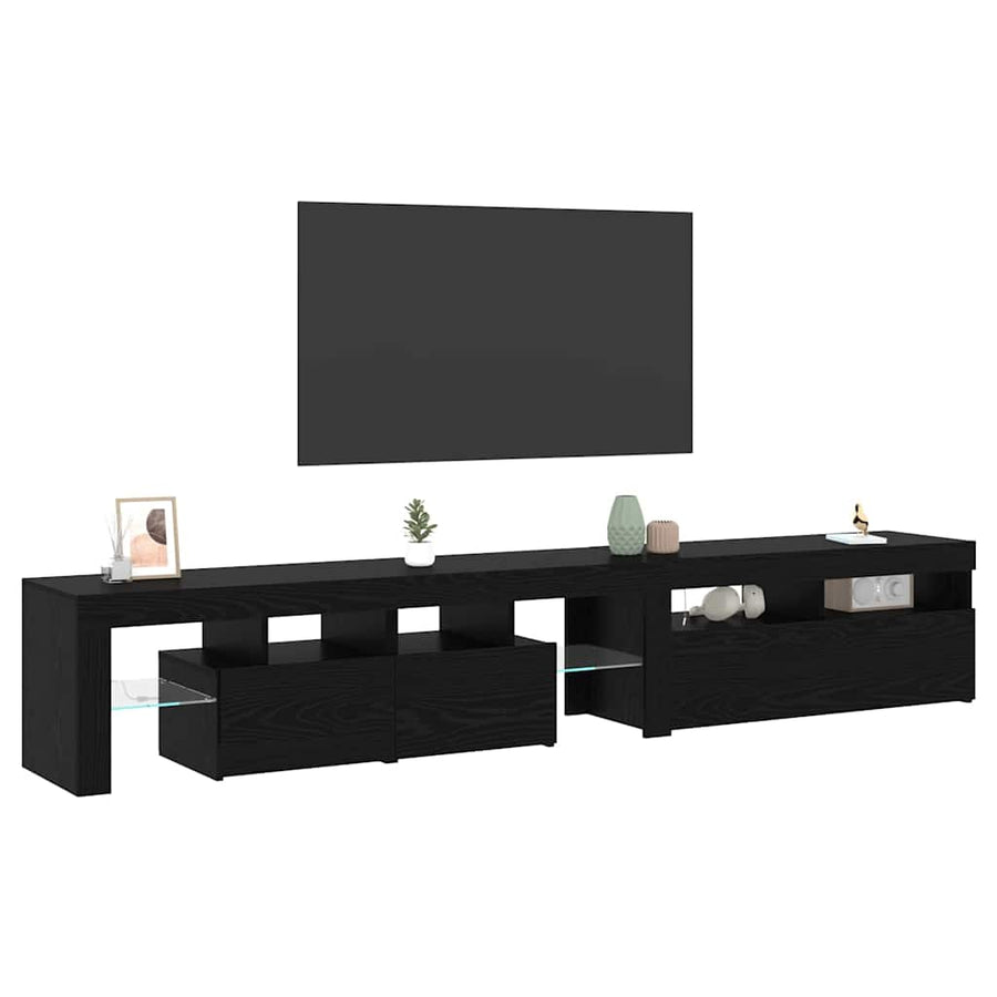Tv-Meubels 2 St Met Led's Bewerkt Hout Kleurig 230 cm Zwart eiken