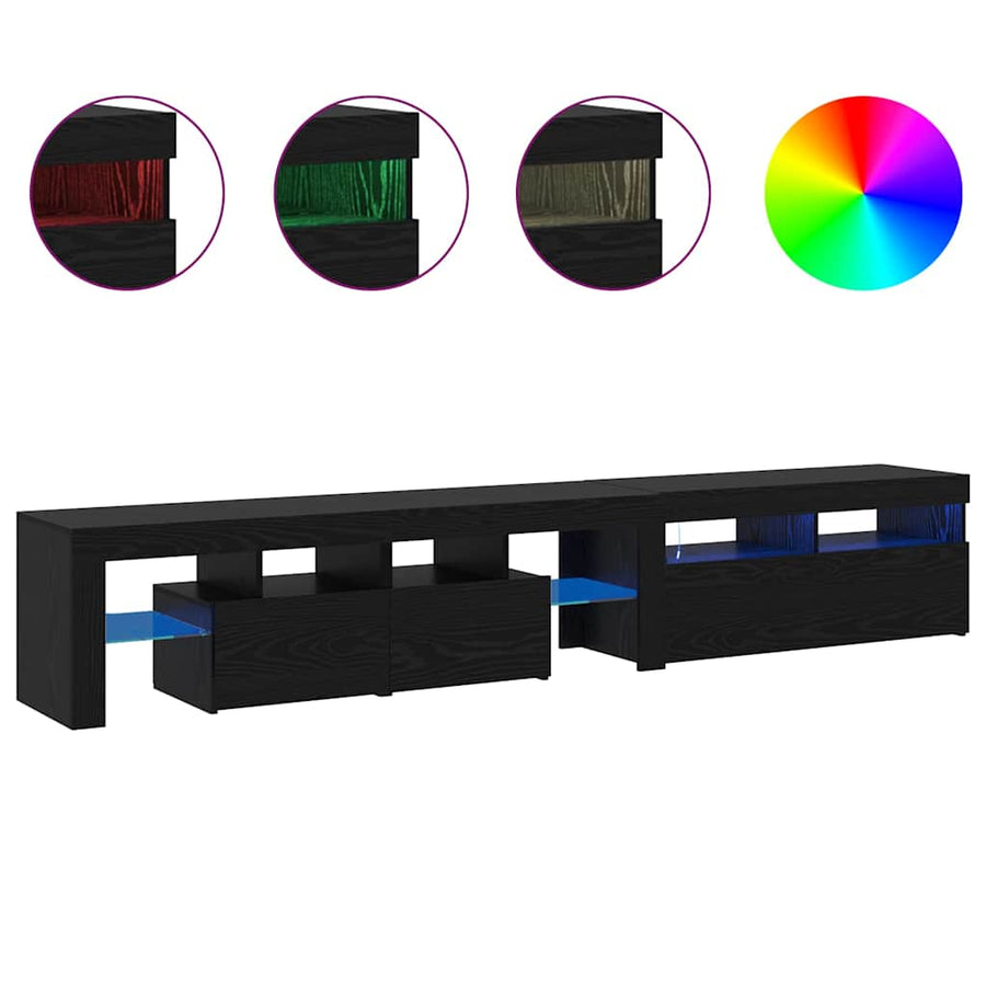 Tv-Meubels 2 St Met Led's Bewerkt Hout Kleurig 230 cm Zwart eiken