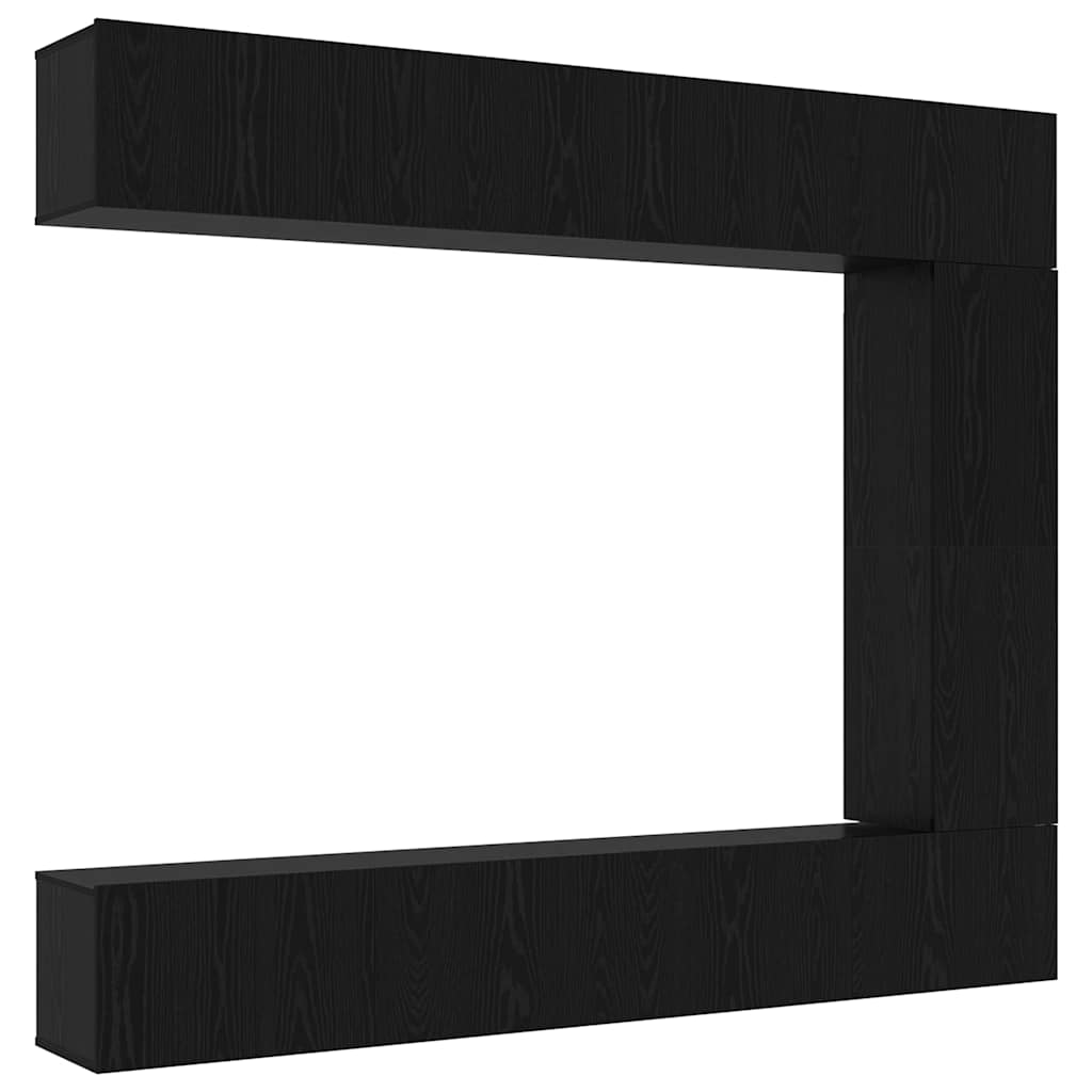 Tv-meubelset Wandgemonteerd 5 pcs Zwart Eiken Bewerkt hout