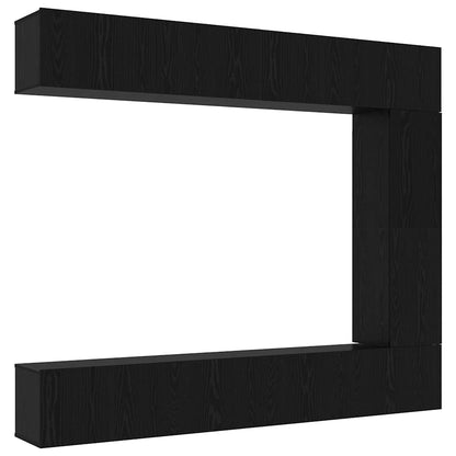 Tv-meubelset Wandgemonteerd 5 pcs Zwart Eiken Bewerkt hout