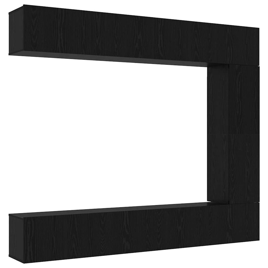 Tv-meubelset Wandgemonteerd 5 pcs Zwart Eiken Bewerkt hout
