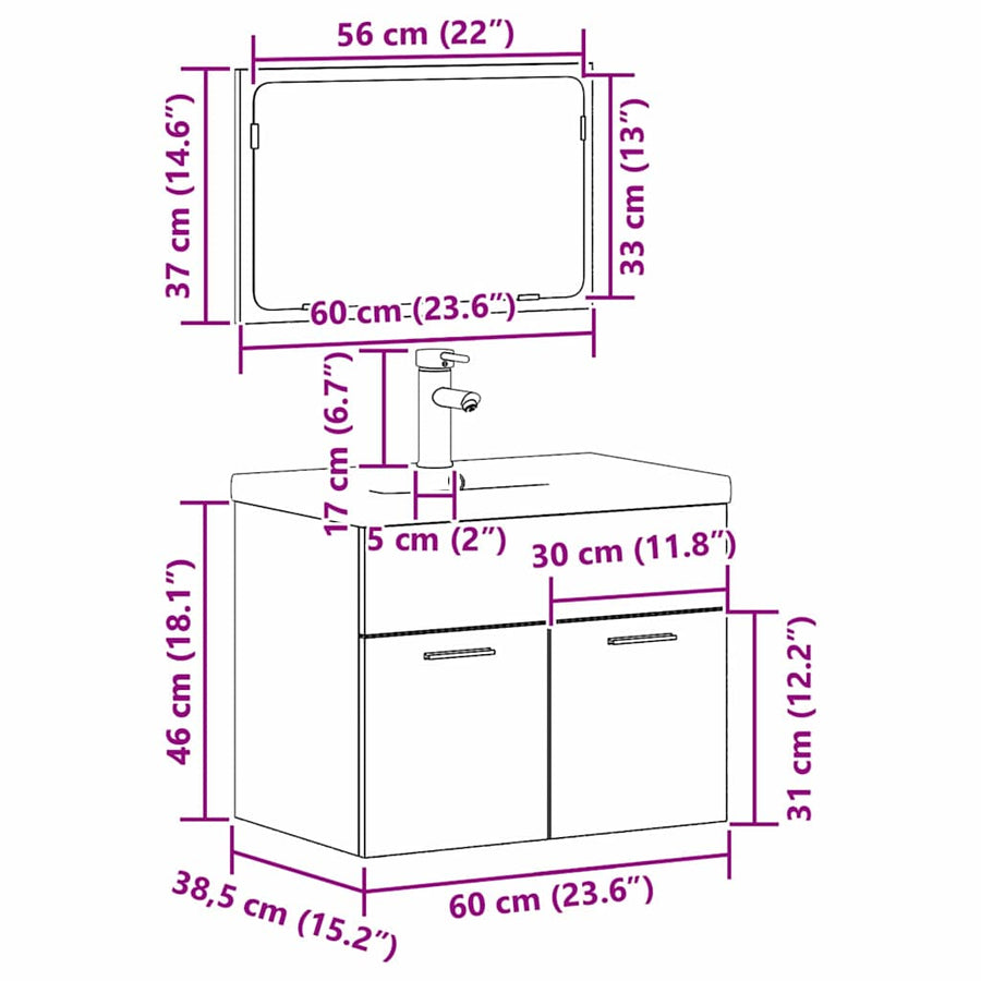 Sets Anders 2 pcs Houtbruin 61 x 39 x 18 cm Composiet hout