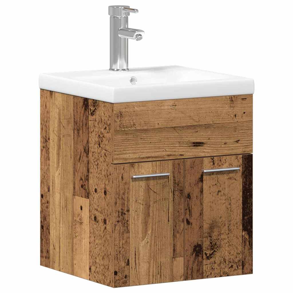 Badkamermeubelset Wandgemonteerd 3 pcs Oud Hout Bewerkt hout